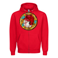 Red baseball with sunflower round earrings Zipper Hoodie - BundleAndBundleShop