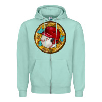 Seafoam baseball with sunflower round earrings Zipper Hoodie - BundleAndBundleShop