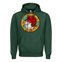 Sports Green baseball with sunflower round earrings Zipper Hoodie - BundleAndBundleShop