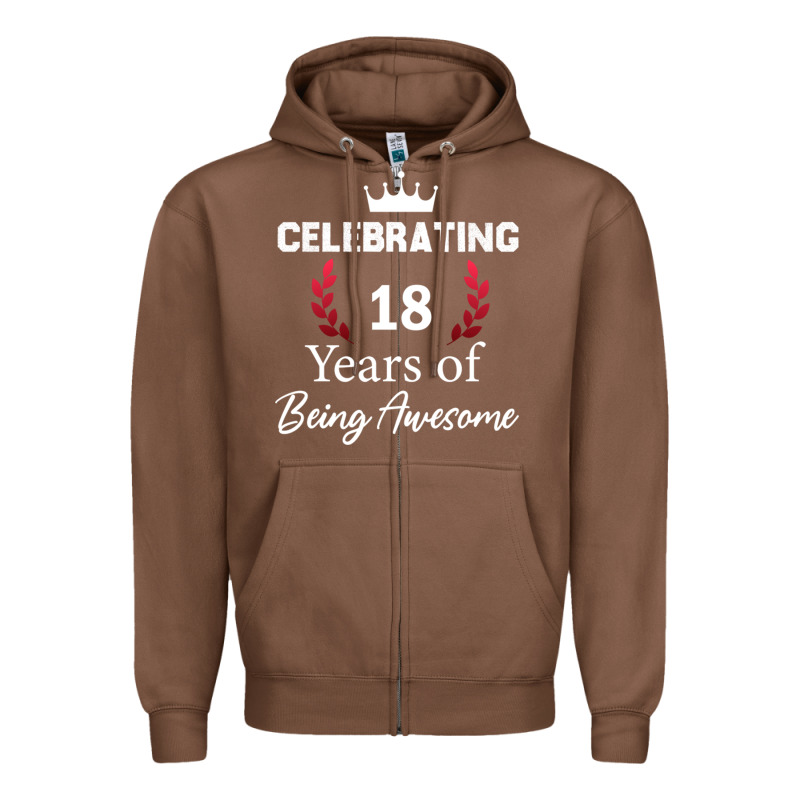 18 Years Of Being Awesome, 18 Year Old Birthday Gi Zipper Hoodie by tuanDangUi | Teevron