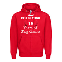 Red 18 years of being awesome, 18 year old birthday gi Zipper Hoodie - tuanDangUi