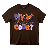 Chocolate Brown my heart is on that court Heavy Core Tee - MaliasSmallBusiness