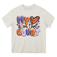 Cream my heart is on that court Heavy Core Tee - MaliasSmallBusiness