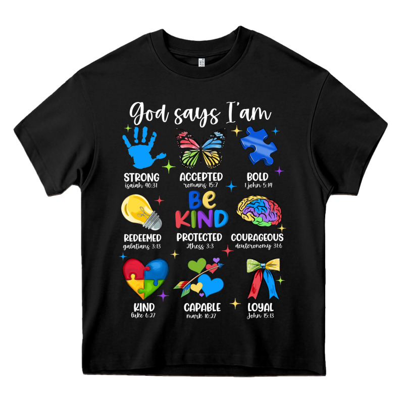 God Says I Am Autism Heavy Core Tee by JahusDesignShop | Teevron