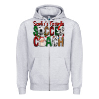 Heather Grey Santa's Favorite Soccer Coach For Christmas Zipper Hoodie - FaDigitalArtStudio