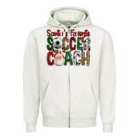 Oatmeal Heather Santa's Favorite Soccer Coach For Christmas Zipper Hoodie - FaDigitalArtStudio
