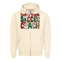 Sandshell Santa's Favorite Soccer Coach For Christmas Zipper Hoodie - FaDigitalArtStudio