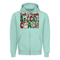 Seafoam Santa's Favorite Soccer Coach For Christmas Zipper Hoodie - FaDigitalArtStudio