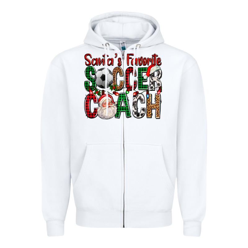 Santa's Favorite Soccer Coach For Christmas Zipper Hoodie by FaDigitalArtStudio | Teevron