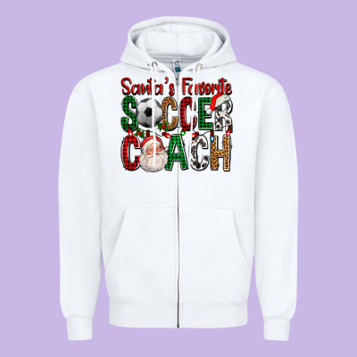 Santa's Favorite Soccer Coach For Christmas Zipper Hoodie Designed By Fadigitalartstudio