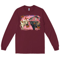 Burgundy Valentine's day barn and black angus with charolais Long Sleeve Tee - RanaPortraitStore