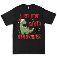 Black i believe in santa & dinosaurs Premium Tee - MaliasSmallBusiness