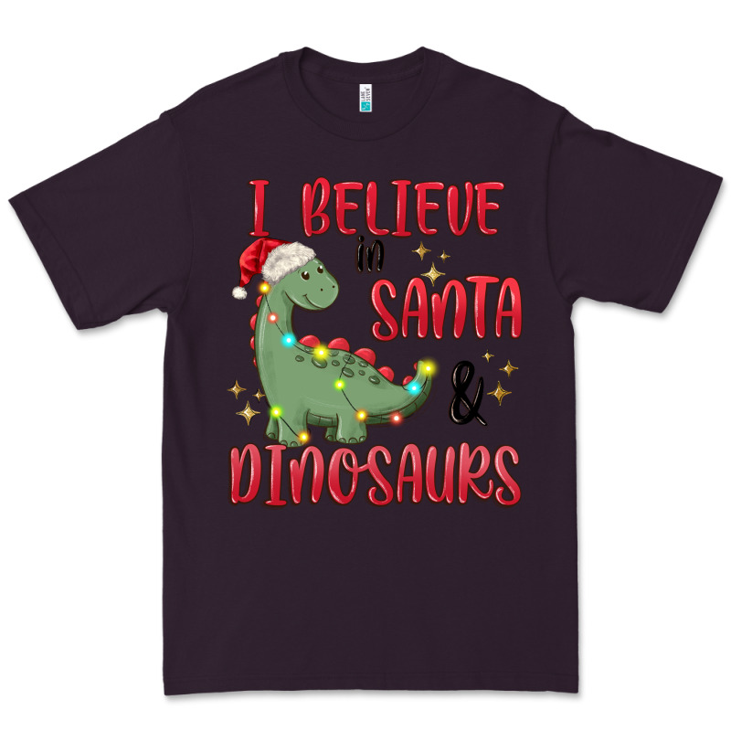 I Believe In Santa & Dinosaurs Premium Tee by MaliasSmallBusiness | Teevron