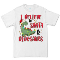 White i believe in santa & dinosaurs Premium Tee - MaliasSmallBusiness