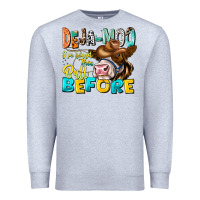 Heather Grey Deja Moo I've Heard Tih Bull Before Premium Sweatshirt - CowhideDigitalArt