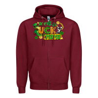 Burgundy one lucky mama Zipper Hoodie - FaDigitalArtStudio