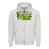 Dove Grey one lucky mama Zipper Hoodie - FaDigitalArtStudio