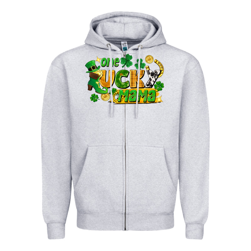 One Lucky Mama Zipper Hoodie by FaDigitalArtStudio | Teevron
