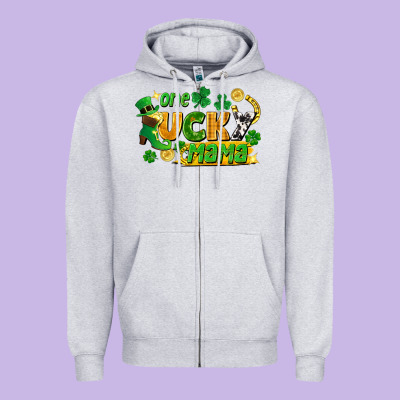 One Lucky Mama Zipper Hoodie Designed By Fadigitalartstudio