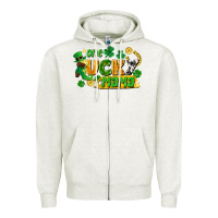 Oatmeal Heather one lucky mama Zipper Hoodie - FaDigitalArtStudio