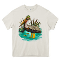 Cream fishing pelican camp Heavy Core Tee - NancyCooperArtShop