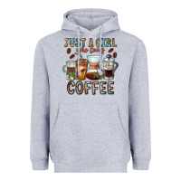 Heather Grey Just A Girl Who Loves Coffee Heavyweight Hoodie - CowhideDigitalArt