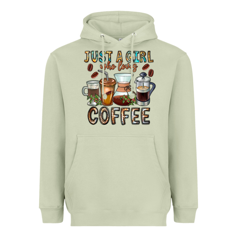 Just A Girl Who Loves Coffee Heavyweight Hoodie by CowhideDigitalArt | Teevron