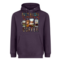 Plum Just A Girl Who Loves Coffee Heavyweight Hoodie - CowhideDigitalArt