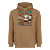 Toasted Coconut Just A Girl Who Loves Coffee Heavyweight Hoodie - CowhideDigitalArt