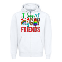White I Love My Gay Friends Zipper Hoodie - BundleAndBundleShop