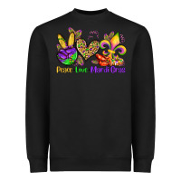 Black peace love mardi gras olivia Heavyweight Sweatshirt - OliviaCreatesArt