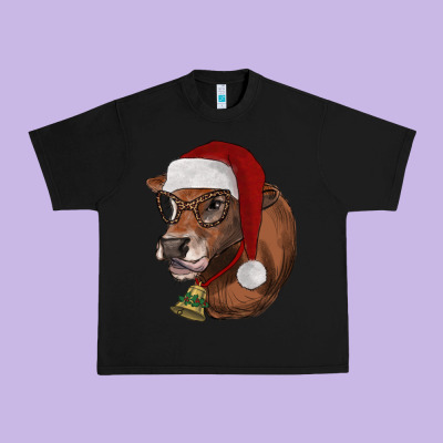 Christmas Glasses Heifer Urban Heavy Tee Designed By Ranaportraitstore