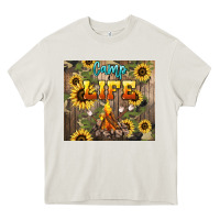 Cream camp life Heavy Core Tee - NancyCooperArtShop