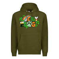 Army Green lucky dog St. Patricks Day Premium Hoodie - FaDigitalArtStudio