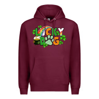Burgundy lucky dog St. Patricks Day Premium Hoodie - FaDigitalArtStudio