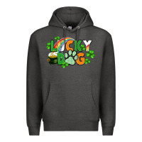 Charcoal Heather lucky dog St. Patricks Day Premium Hoodie - FaDigitalArtStudio