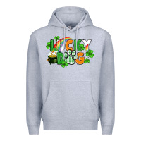 Heather Grey lucky dog St. Patricks Day Premium Hoodie - FaDigitalArtStudio