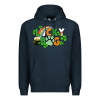 Navy lucky dog St. Patricks Day Premium Hoodie - FaDigitalArtStudio