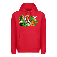 Red lucky dog St. Patricks Day Premium Hoodie - FaDigitalArtStudio