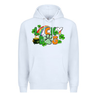 White lucky dog St. Patricks Day Premium Hoodie - FaDigitalArtStudio