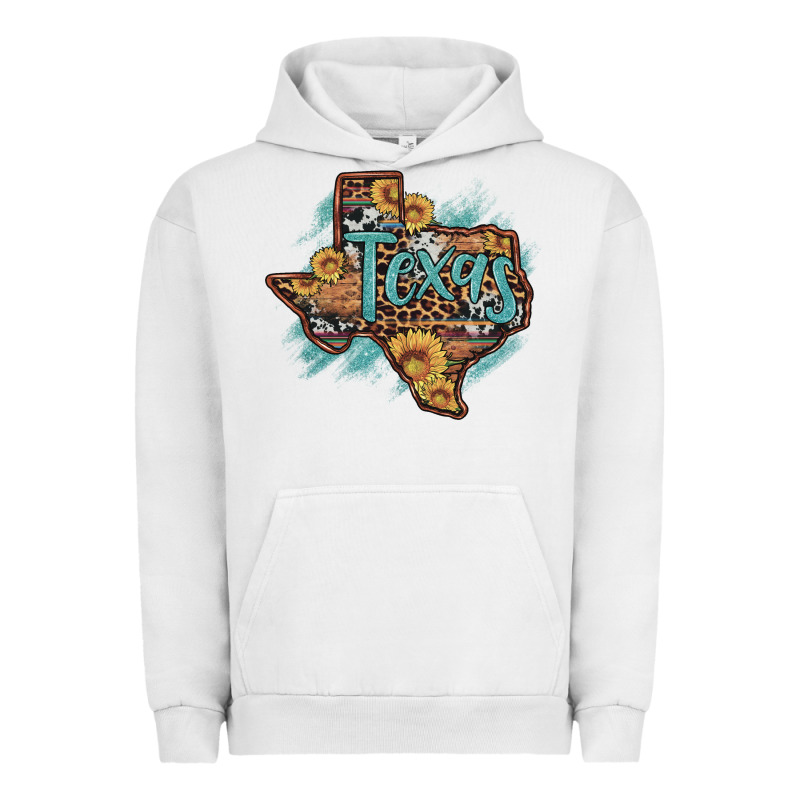 Leopard Cowhide Sunflower Texas Map Urban Hoodie by Artiststas | Teevron
