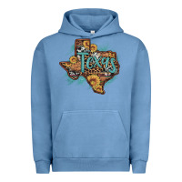 Pigment Pebble Blue leopard cowhide sunflower texas map Urban Hoodie - Artiststas