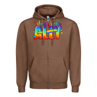 Chestnut Always An Ally Pride LGBTQ Zipper Hoodie - BundleAndBundleShop