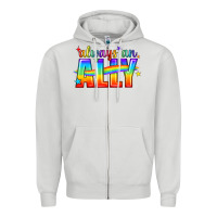 Dove Grey Always An Ally Pride LGBTQ Zipper Hoodie - BundleAndBundleShop