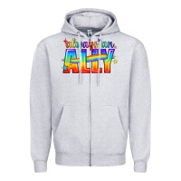 Heather Grey Always An Ally Pride LGBTQ Zipper Hoodie - BundleAndBundleShop