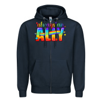 Navy Always An Ally Pride LGBTQ Zipper Hoodie - BundleAndBundleShop
