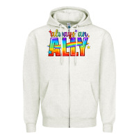 Oatmeal Heather Always An Ally Pride LGBTQ Zipper Hoodie - BundleAndBundleShop