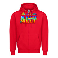 Red Always An Ally Pride LGBTQ Zipper Hoodie - BundleAndBundleShop