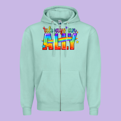 Always An Ally Pride Lgbtq Zipper Hoodie Designed By Bundleandbundleshop