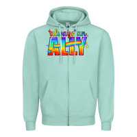 Seafoam Always An Ally Pride LGBTQ Zipper Hoodie - BundleAndBundleShop